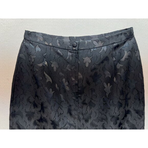 Perliza Women's A Line Formal Skirt 12 Lightweight Flat Front Black Floral Print - Picture 11 of 13